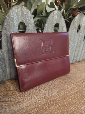 Givenchy Authentic Vintage Burgundy Trifold Leather Wallet
